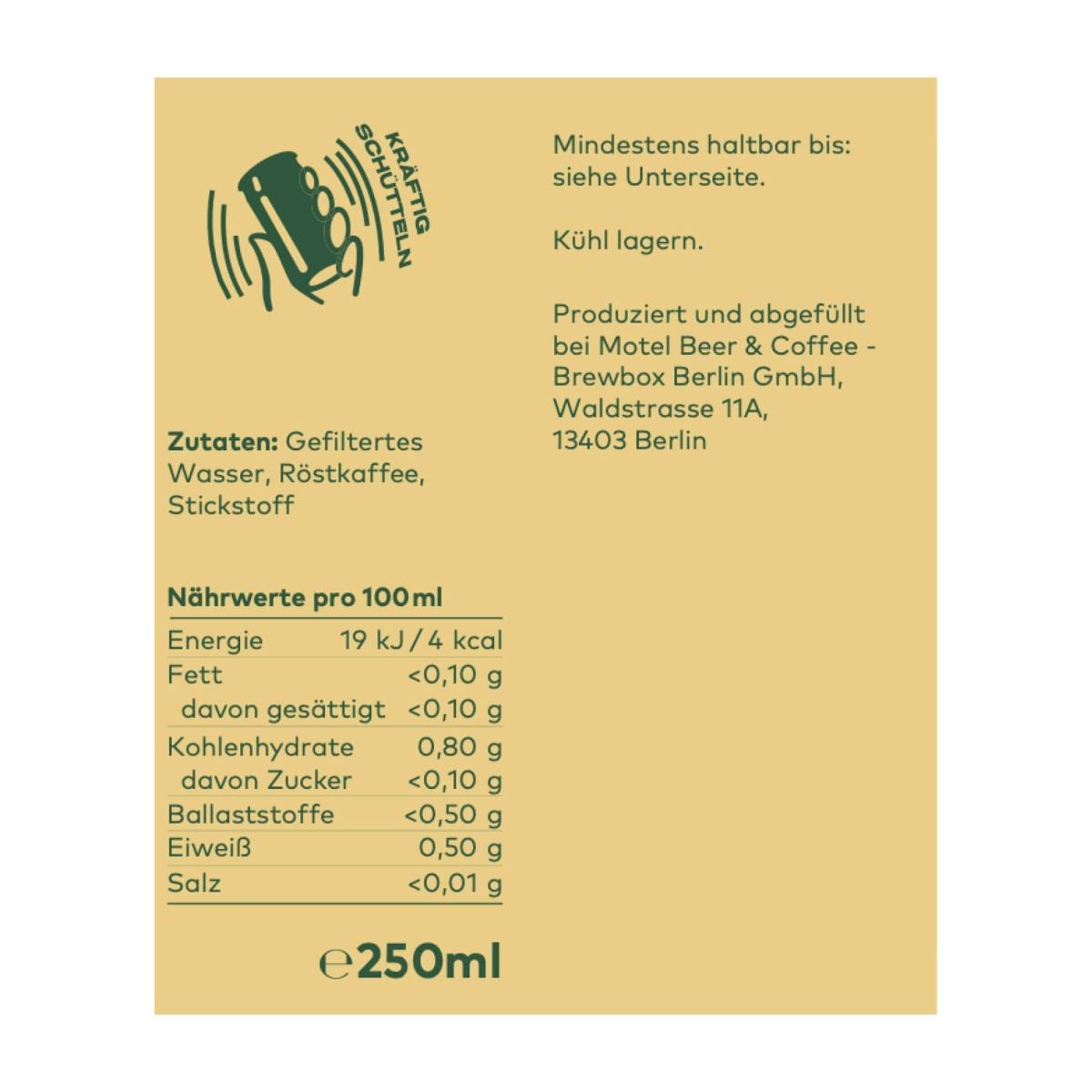 Coffee Circle Nitro Cold Brew 250 ml, Etikett