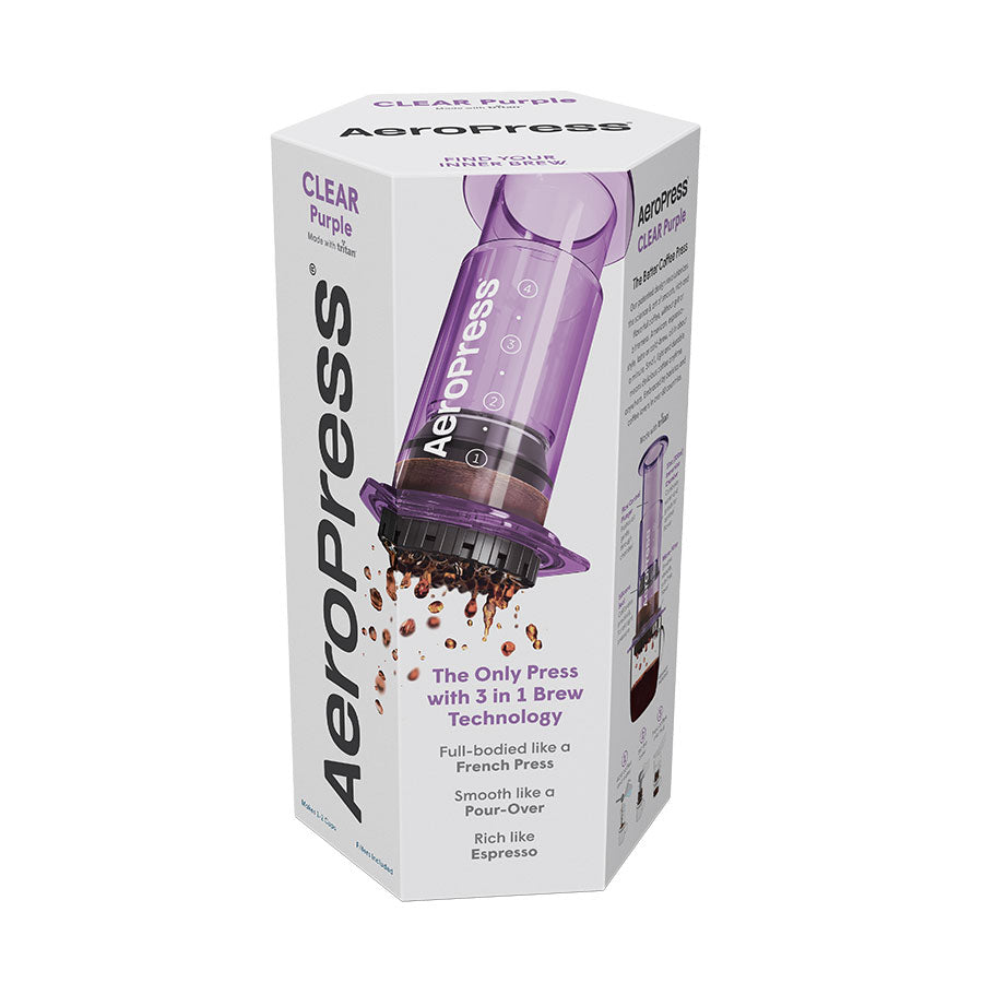 AeroPress Clear Kaffeebereiter Clear Purple, Verpackung