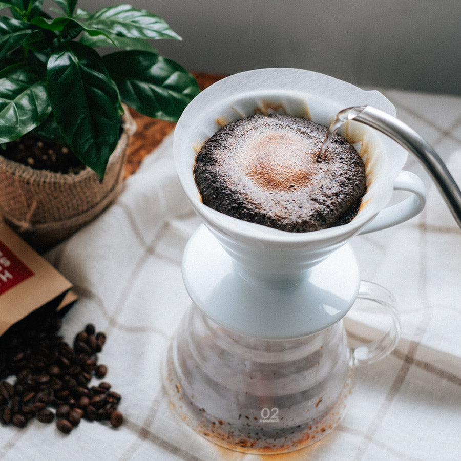 Hario V60 Filterpapier 02 bei der Pour-Over Zubereitung