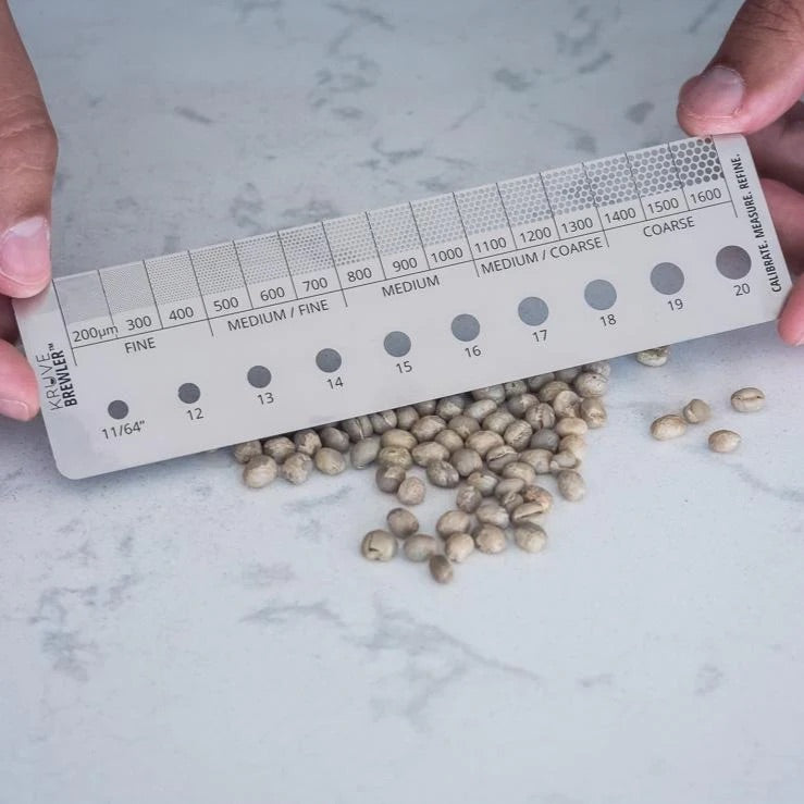 Kruve Brewler Messwerkzeug, Bestimmung der Größe des Rohkaffees