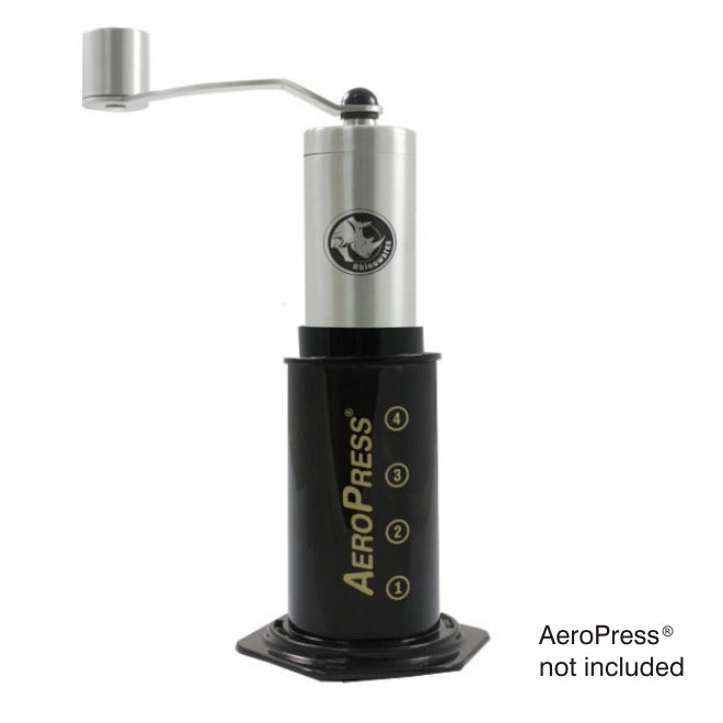Kaffeemühle Grinder Small aus Edelstahl mit AeroPress
